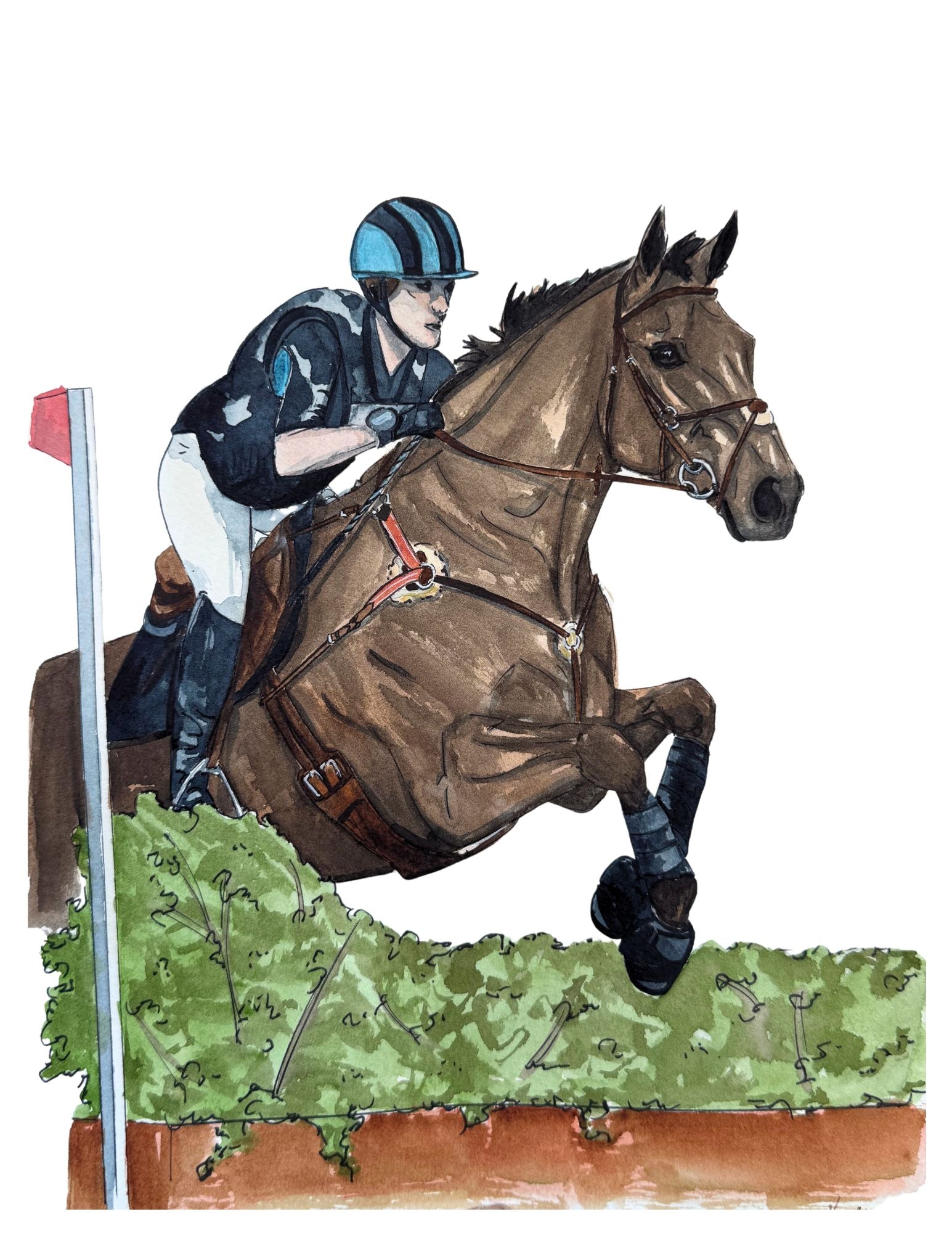 rider and horse over cross country fence